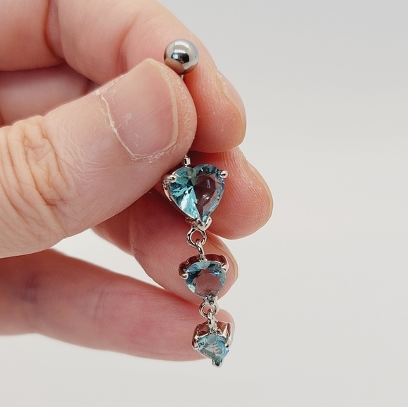 New Sterling Silver CZ Belly Button Navel Ring - Picture 2 of 4